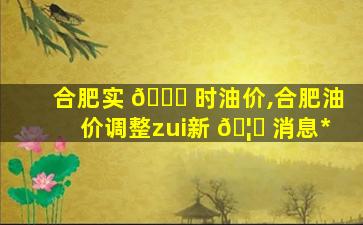 合肥实 🕊 时油价,合肥油价调整zui
新 🦆 消息*